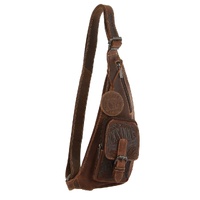 Jack's Inn Vengeance Brown Crazy Horse Leather Sling Bag Crossbody in Cognac thumbnail