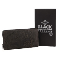 Jack's Inn Liquor Ladies Crazy Horse Leather Wallet Black Bourbon Womens Gift Set thumbnail