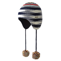 KANGOL Chameleon Earlap Beanie Hat Winter Warm Pom Pom Wool Blend - Dark Blue thumbnail