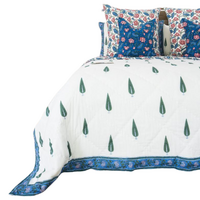 Kolka Kumudani Quilt 100% Cotton Lotus and Pines Print - Queen Size thumbnail