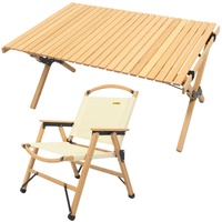 Chair & Table Set Bamboo Camping Folding Portable Outdoor Picnic Travel BBQ thumbnail