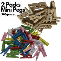 200pc Set Mini Wooden Pegs Craft Scrapbook Shower Clothes Pin 25mm thumbnail