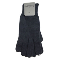100% PURE WOOL GLOVES Winter Snow Ski Plain Knit Knitted Warm MK341 Plain - Charcoal thumbnail