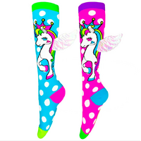 MADMIA Flying Unicorn Toddler Long Knee High Socks - Girl's Pair - Pink/Blue thumbnail