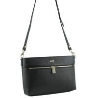 Morrissey Italian Structured Leather Cross Body Handbag (MO3028) Bag - Black thumbnail