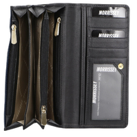 Morrissey Italian Structured Leather Flap Over Ladies Wallet - Black thumbnail