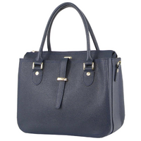 Morrissey Italian Womens Structured Leather Handbag Ladies Bag - Navy thumbnail