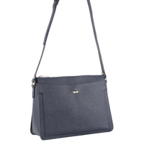 Morrissey Italian Structured Leather Cross Body Handbag Tote Bag (MO3162) - Navy thumbnail