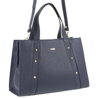 Morrissey Italian Womens Structured Leather Bag Tote Handbag Messenger - Navy thumbnail