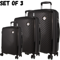 Pierre Cardin Inspired Milleni Hardshell 3-Piece Luggage Bag Set Travel Suitcase - Black thumbnail