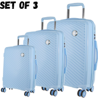 Pierre Cardin Inspired Milleni Hardshell 3-Piece Luggage Bag Set Travel Suitcase - Blue thumbnail