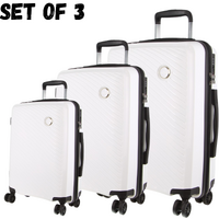 Pierre Cardin Inspired Milleni Hardshell 3-Piece Luggage Bag Set Travel Suitcase - White thumbnail