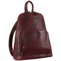 Milleni Womens Twin Zip Backpack Nappa Italian Leather Bag Travel - Cherry thumbnail