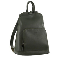 Milleni Womens Twin Zip Backpack Nappa Italian Leather Travel Bag - Grape Leaf thumbnail