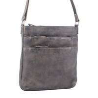 Milleni Ladies Nappa Leather Zip Closure Cross Body Bag Travel - Slate thumbnail