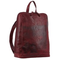 Milleni Ladies Nappa Leather Bag Twin Zip Backpack w/ Zipped Pocket - Cherry Red thumbnail