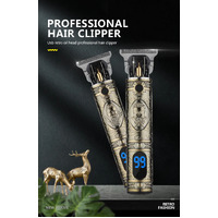 LCD Hair Clipper Barber Professional Electric Trimmer Shaver Beard Vintage - Gold thumbnail