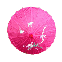PARASOL UMBRELLA Chinese Japanese Bamboo Flower Pattern Fabric 80cm Diameter - Hot Pink thumbnail