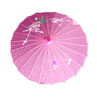 PARASOL UMBRELLA Chinese Japanese Bamboo Flower Pattern Fabric 80cm Diameter - Light Pink thumbnail