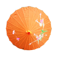 PARASOL UMBRELLA Chinese Japanese Bamboo Flower Pattern Fabric 80cm Diameter - Orange thumbnail