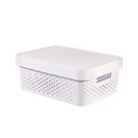 16x 11L Premium Plastic Storage Basket Container Box w/ Lid Dot Pattern (36*27*14cm) thumbnail