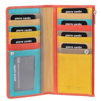 Pierre Cardin Italian Genuine Leather Ladies Wallet - Turquoise/Orange thumbnail