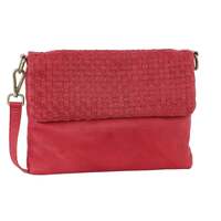 Pierre Cardin Womens Woven Leather Flap Cross-Body Bag/Clutch - Red thumbnail