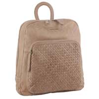 Pierre Cardin Womens Woven Leather Backpack Bag - Taupe thumbnail