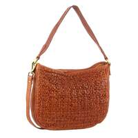 Pierre Cardin Woven Leather Ladies Crossbody Messenger Bag Travel - Cognac thumbnail