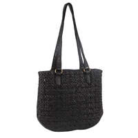 Pierre Cardin Woven Leather Ladies Shoulder Bag - Black thumbnail