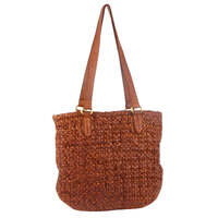 Pierre Cardin Woven Leather Ladies Shoulder Bag Travel Carry - Cognac thumbnail
