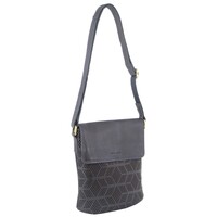 Pierre Cardin Leather Perforated Cross-Body Bag with Flap Closure - Teal thumbnail