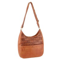 Pierre Cardin Womens Leather Perforated Cross-Body Bag - Cognac thumbnail