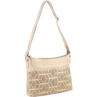 Pierre Cardin Womens Leather Perforated Cross-Body Bag with stud Detailing - Latte thumbnail