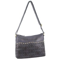 Pierre Cardin Womens Leather Perforated Cross-Body Bag with stud Detailing - Teal thumbnail