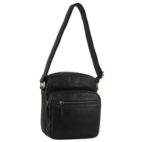 Pierre Cardin Mens Leather Cross-Body Bag Organiser - Black thumbnail