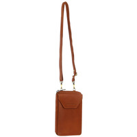 Pierre Cardin Ladies Leather Cross Body Bag/Wallet Bag/Clutch Wallet - Cognac thumbnail