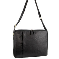 Pierre Cardin Crumpled Leather 15" Laptop Computer Bag - Black thumbnail