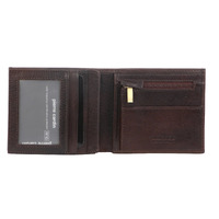 Pierre Cardin Mens Wallet Tri Fold Leather w/ RFID Protection - Chocolate thumbnail