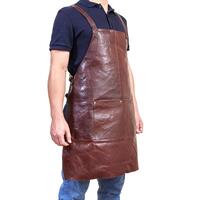 Pierre Cardin Professional Leather Apron Butcher Woodwork Hairdressing Barber Chef - Chestnut thumbnail