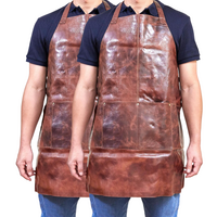 2x Pierre Cardin Professional Leather Apron Butcher Woodwork Barber - Cognac thumbnail