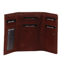 Pierre Cardin Stich Design Leather Ladies Large Tri-Fold Wallet in Tan Brown thumbnail