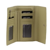 Pierre Cardin Stitch Design Leather Ladies Tri-Fold Wallet in Sand thumbnail