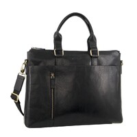 Pierre Cardin Leather 15" Laptop Briefcase Business Bag - Black thumbnail