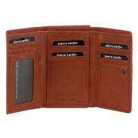 Pierre Cardin Leather Ladies Woven Design Tri-Fold Wallet in Tan thumbnail