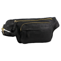 Pierre Cardin Mens Bum Bag Waist Pack Leather Travel Money Phone - Black thumbnail