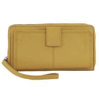Pierre Cardin Womens Leather Zip Around Wallet RFID Blocking w/ Wristlet in Zinc Yellow thumbnail