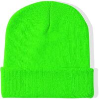 PLAIN BEANIE Unisex Mens Womens Winter Warm Hat Ski Cap Knit One Size - Fluro Green thumbnail
