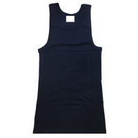 Mens PLAIN SINGLET 100% Cotton Blank Slim Tank Top Gym Basic Casual S-3XL - Navy - M thumbnail