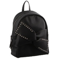 Milleni Black Leather Look Backpack Bag with Bow Detail thumbnail